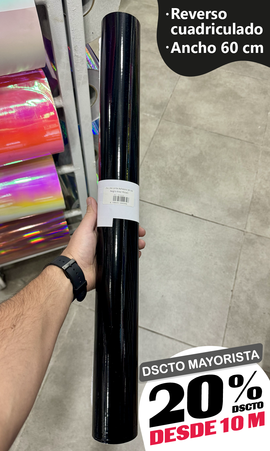 Vinilo Decorativo 60x100 cm Negro (8024G)