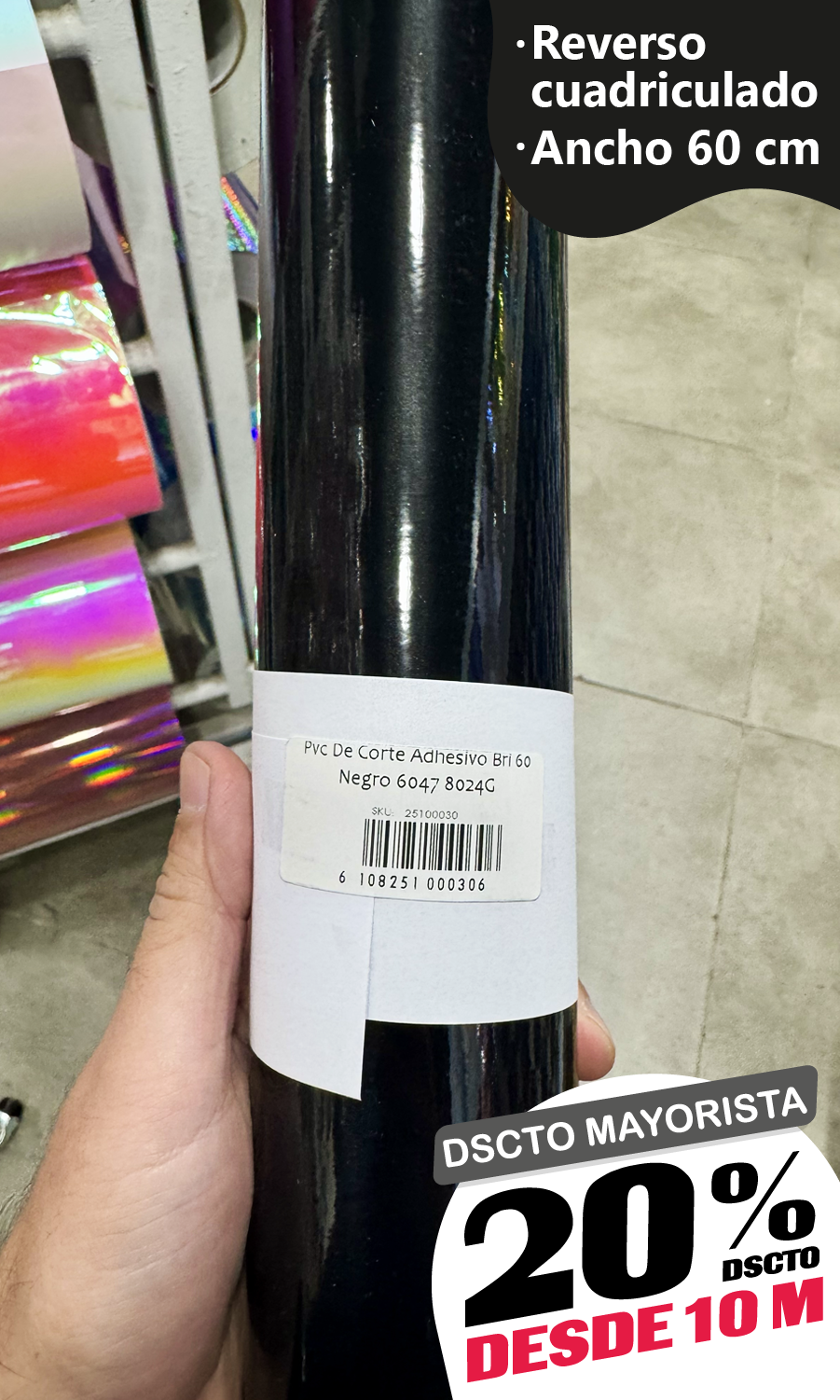 Vinilo Decorativo 60x100 cm Negro (8024G)