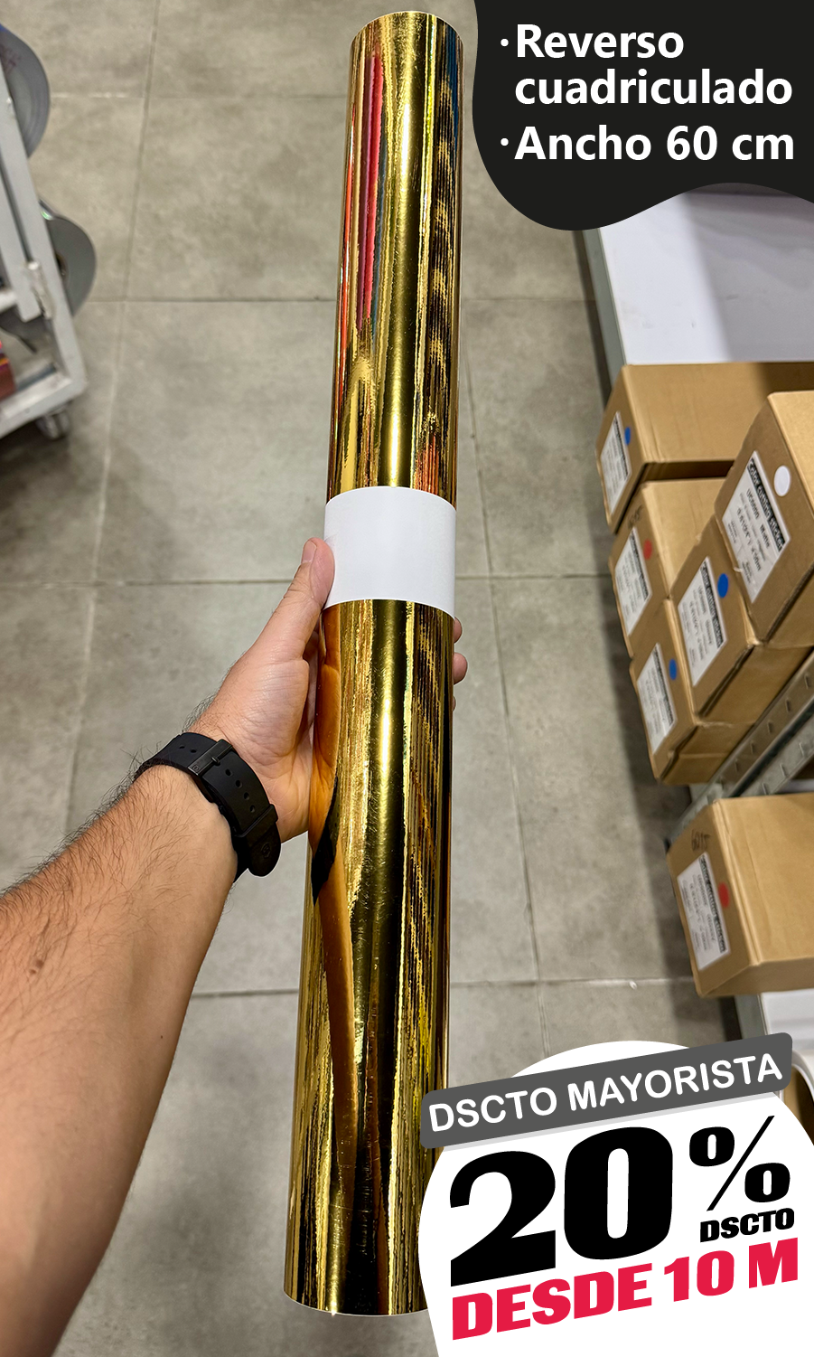 Vinilo Decorativo 60x100 cm Oro Espejo