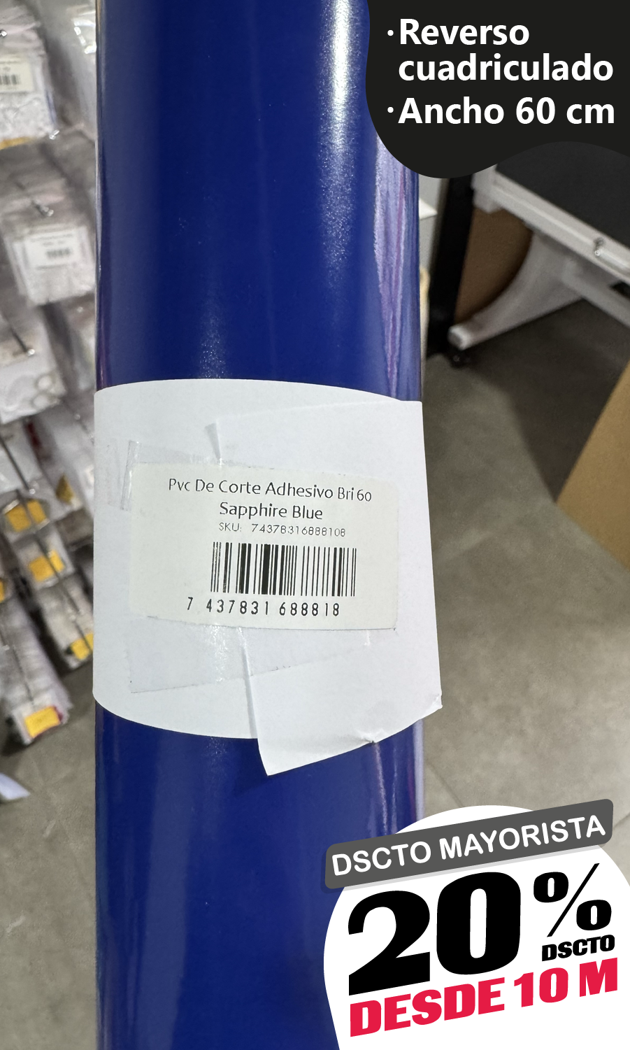 Vinilo Decorativo 60x100 cm Azul zafiro