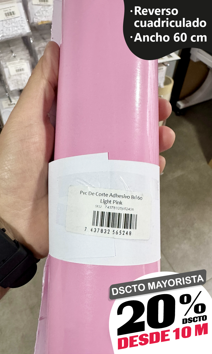Vinilo Decorativo 60x100 cm Rosado Claro (8005)